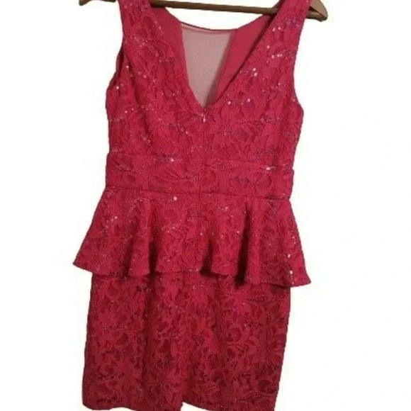 Hailey Logan by Adrianna Papell Women lace  sequins Pink Cocktail Dress 11 - Picture 3 of 12